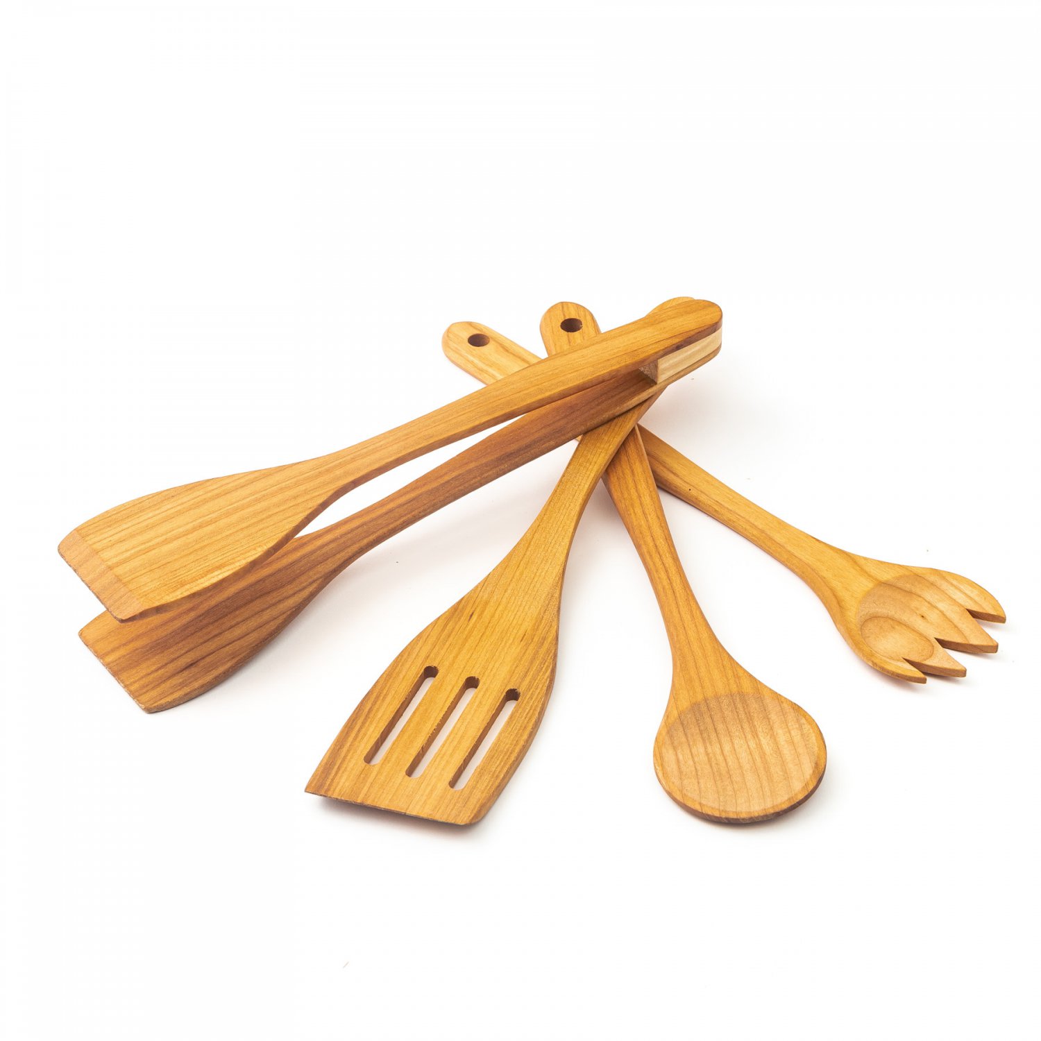 Tuuli Kitchen 4 Piece Wooden Kitchen Utensils Set Cherry Wood