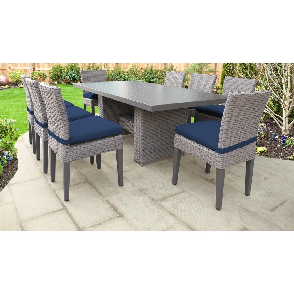 Monterey Rectangular Outdoor Patio Dining Table with 8 Armless Chairs