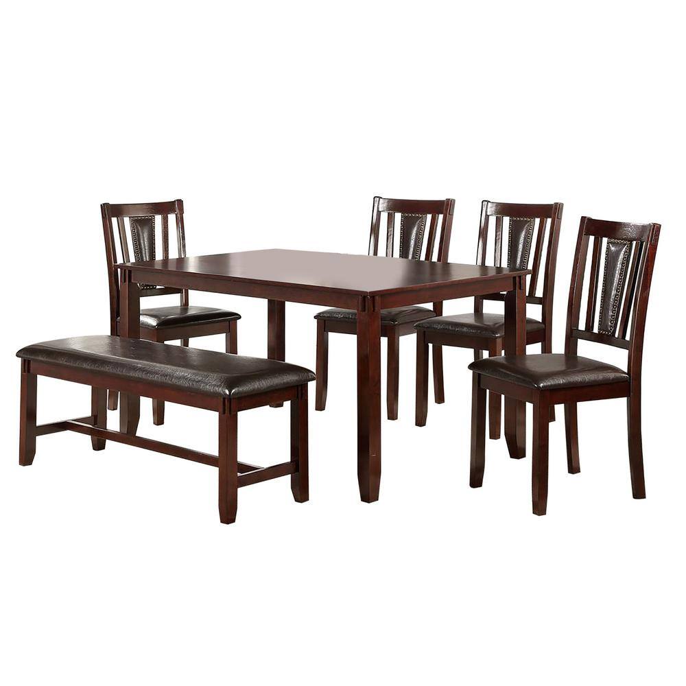 Venetian Worldwide 6-Piece 60 in. Espresso Dining Set with Bench VP-F2550