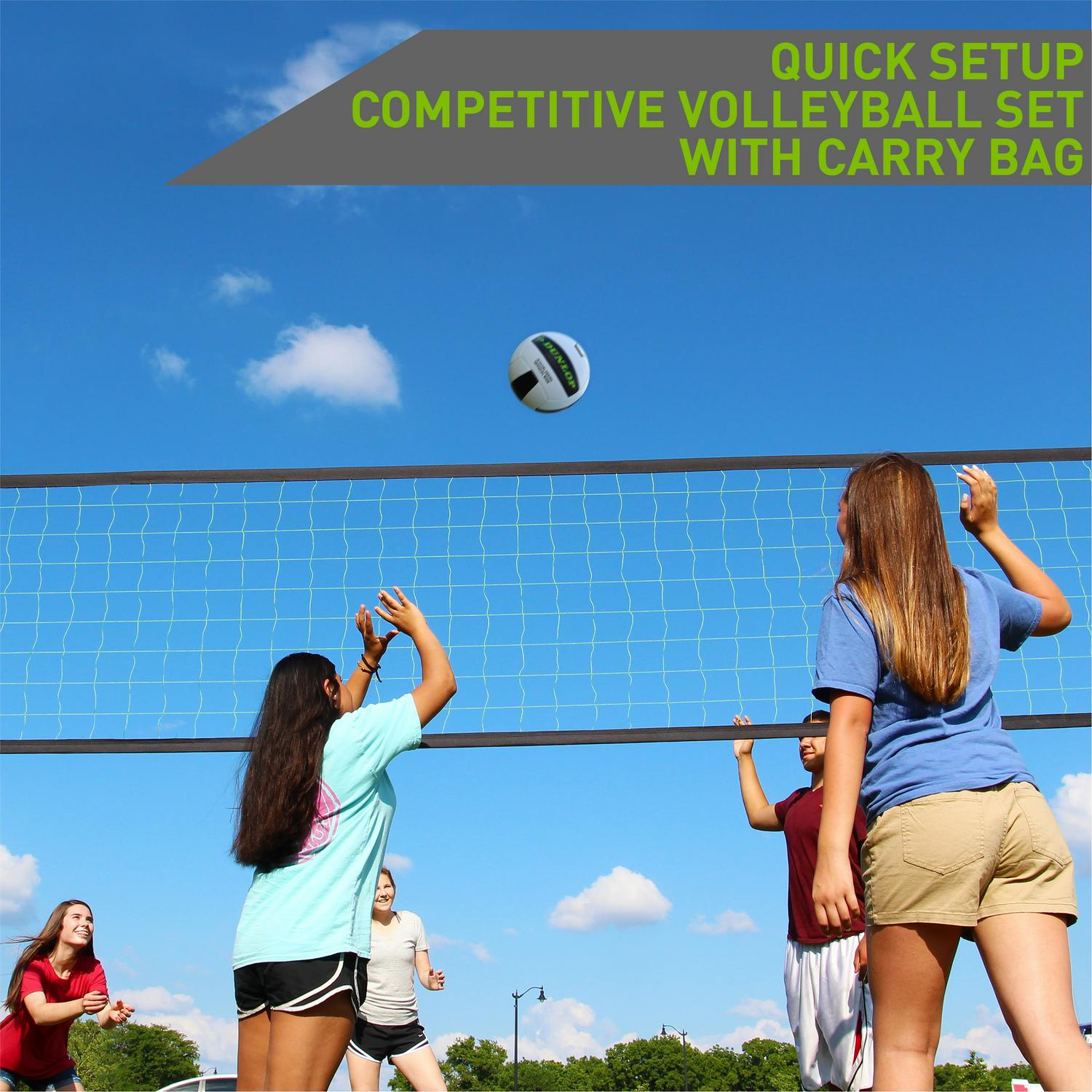 Dunlop Quick Setup Competitive Outdoor Volleyball Set Green