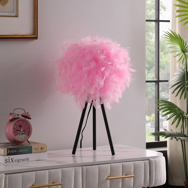 Hot Pink Feather Shade Tripod Modern Metal Table Lamp Ore International