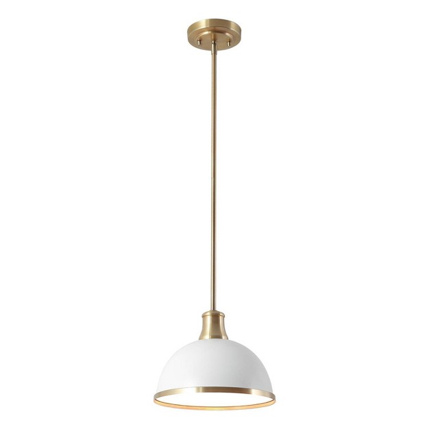 1 light Beckett Matte White Pendant With Accents Matte Brass Globe Electric