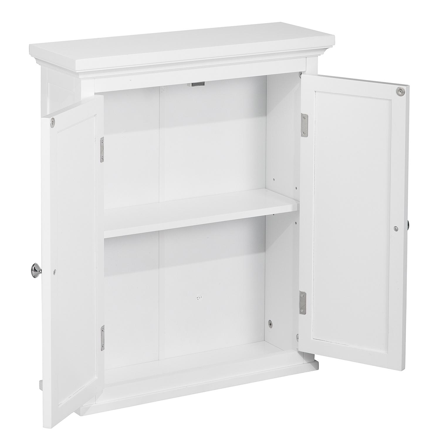 Teamson Home Glancy Wooden Wall Cabinet with Shutter Doors， White