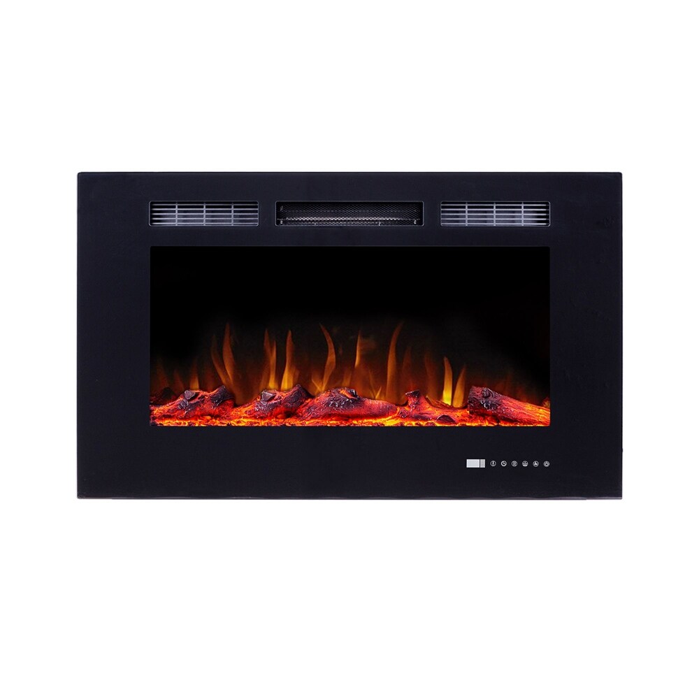 Clihome 36In. Recessed Electric Fireplace With Remote Control In Black