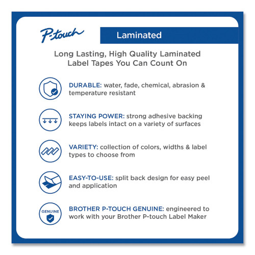 Brother TZe Standard Adhesive Laminated Labeling Tape， 0.7
