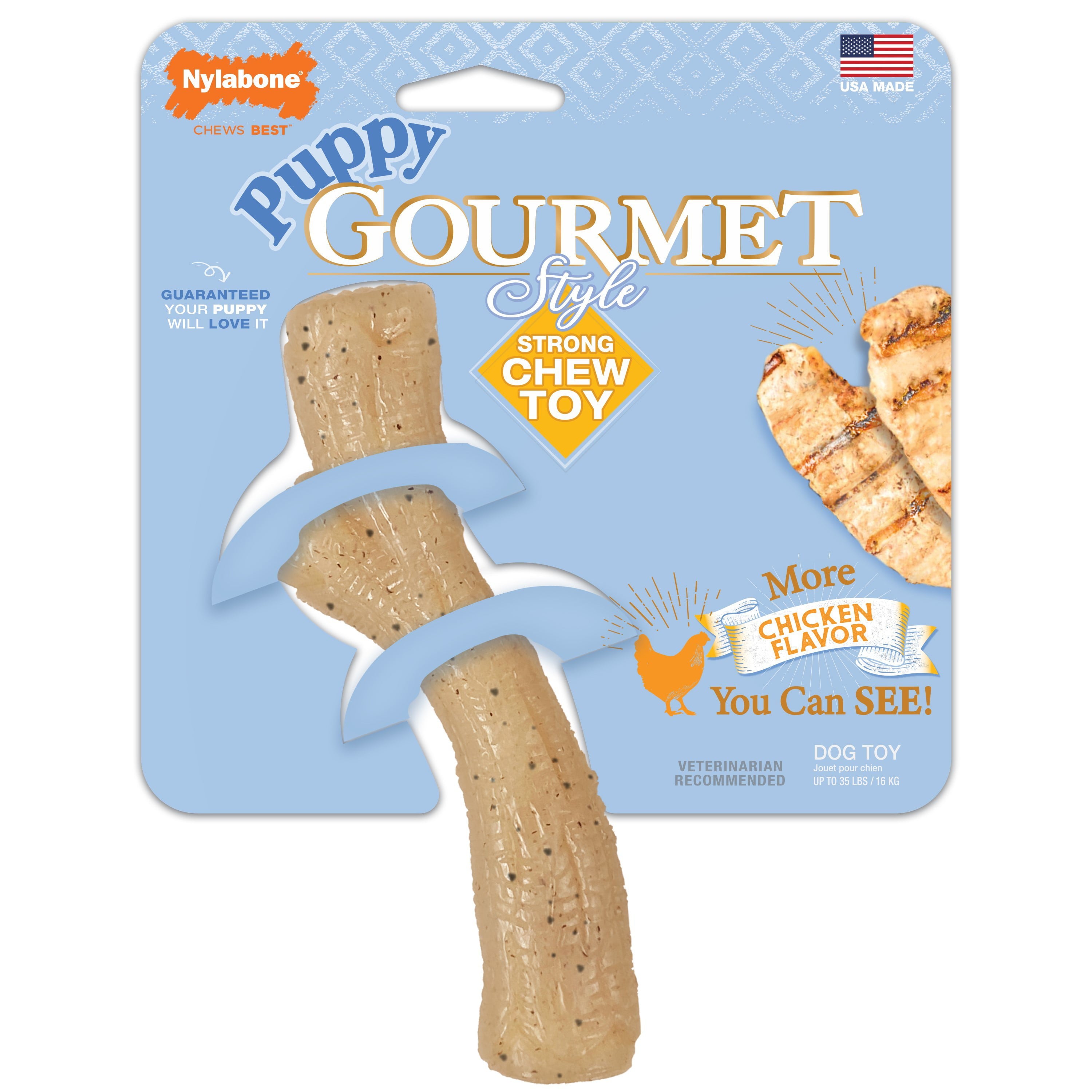 Nylabone Puppy Gourmet Style Strong Chew Toy Chicken Medium/Wolf (1 Count)