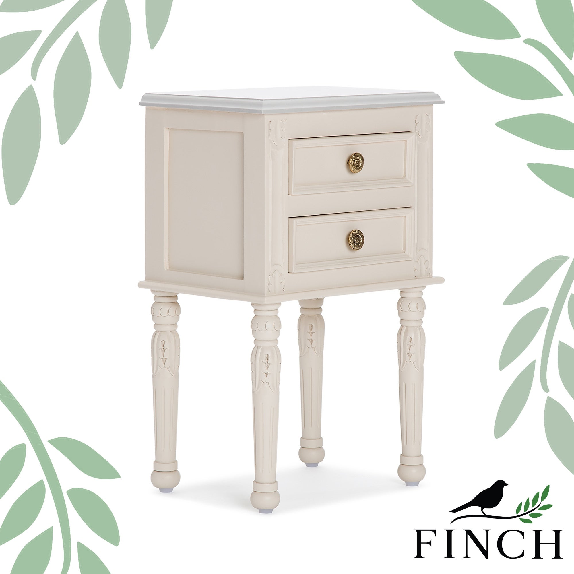 Finch Richards Side Table with Two Drawers， Cream