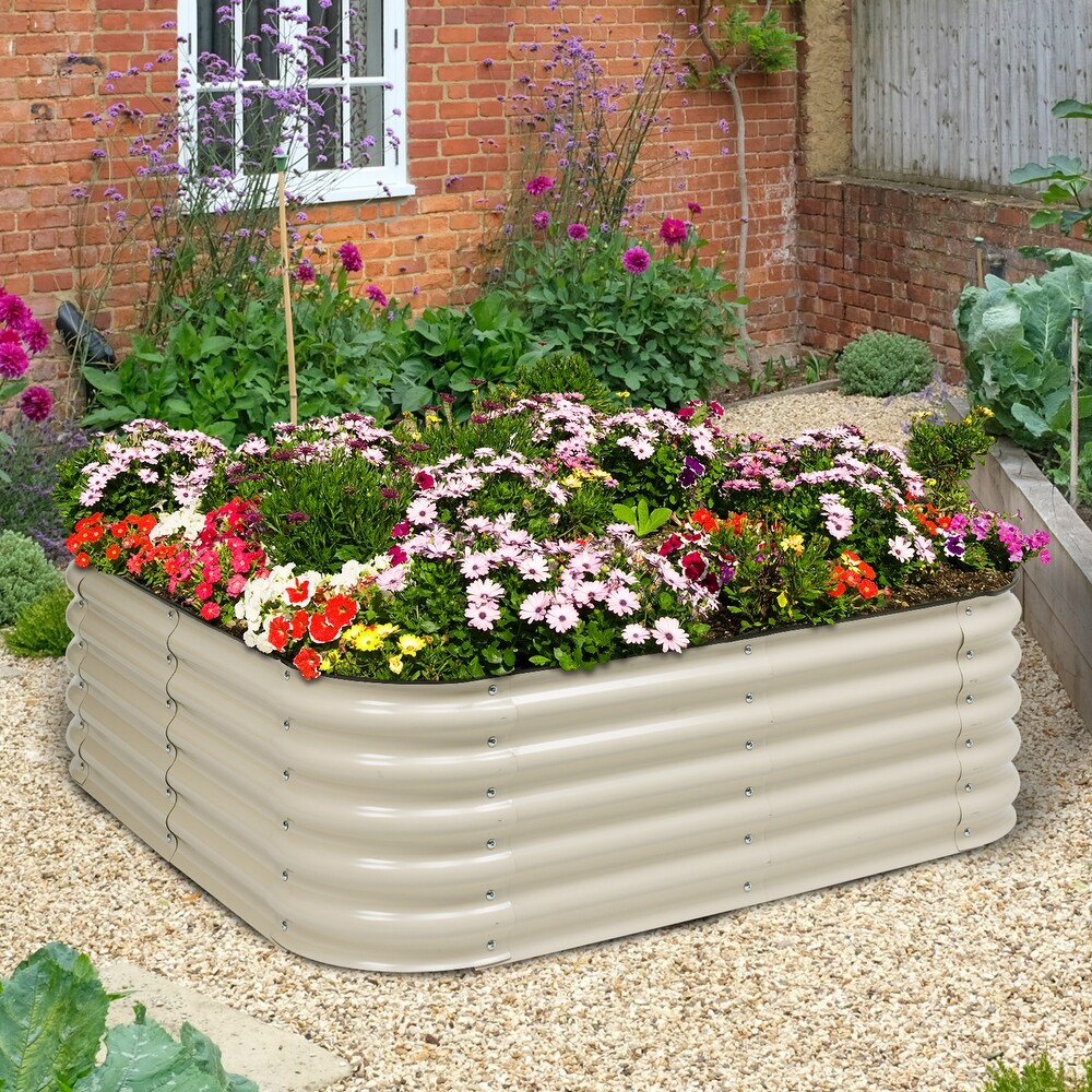 Aoodor 9 in 1 Modular Aluzinc Metal Raised Garden Bed   Outdoor Garden Planter Box for Vegetable  Flower  Herb   N/A