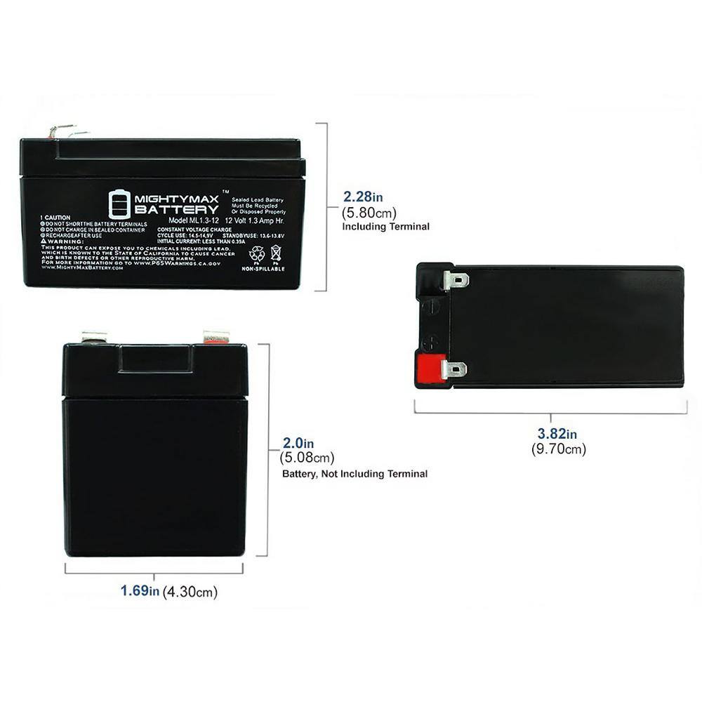 MIGHTY MAX BATTERY 12V 1.3Ah SLA Battery Replacement for Vision CP1212 - 4 Pack MAX3535970