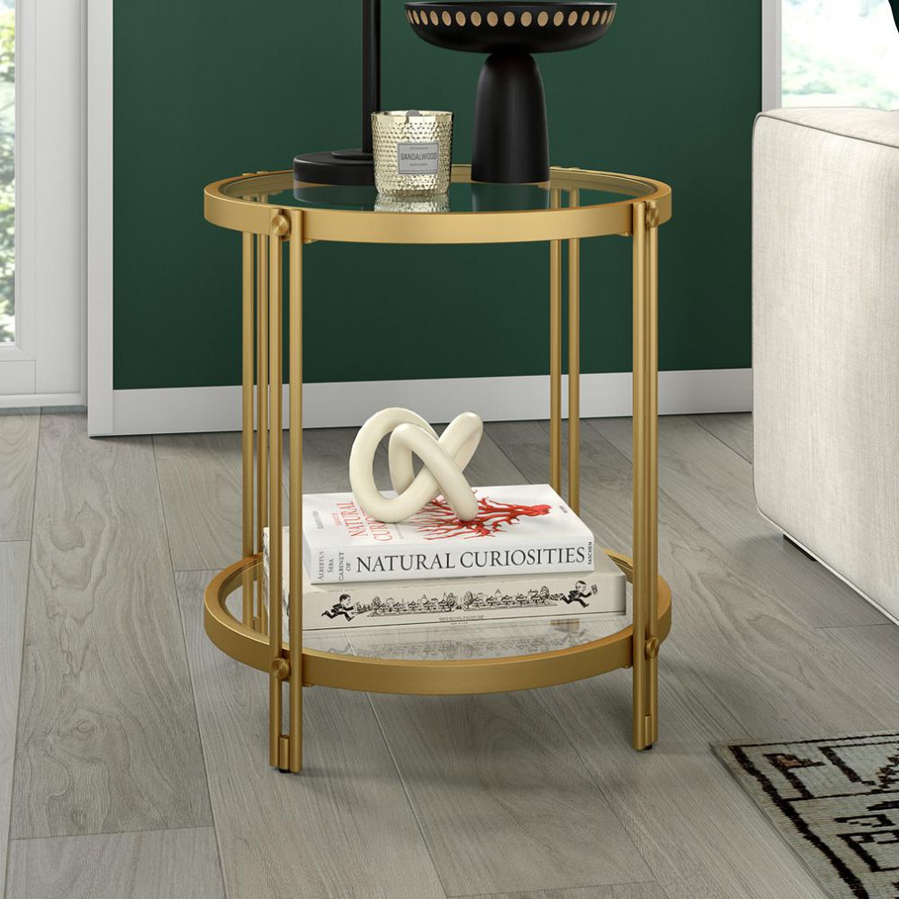 Inez 21  x27 x27Wide Round Side Table In Brass   Contemporary   Side Tables And End Tables   by BisonOffice  Houzz