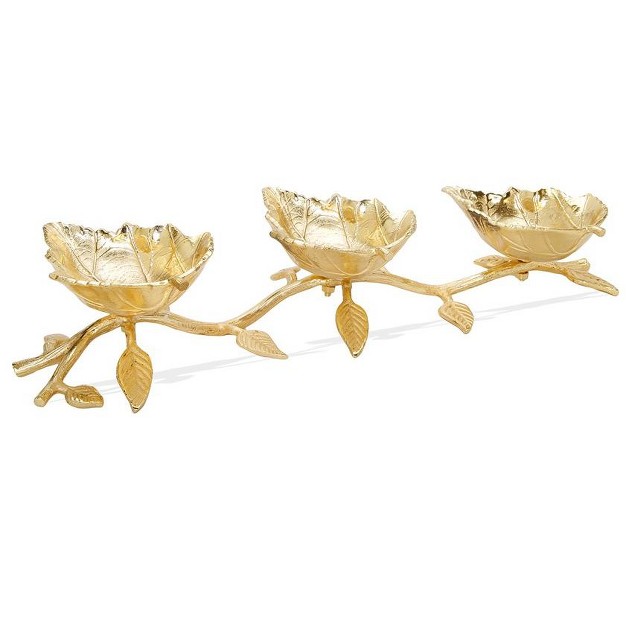 Classic Touch Gold Leaf 3 Sectional Relish Dish