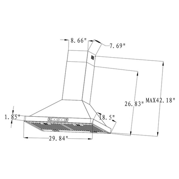 30'' Wall Mounted Stainless Steel Single Motor Range Hood with LED Screen Finger Touch Control