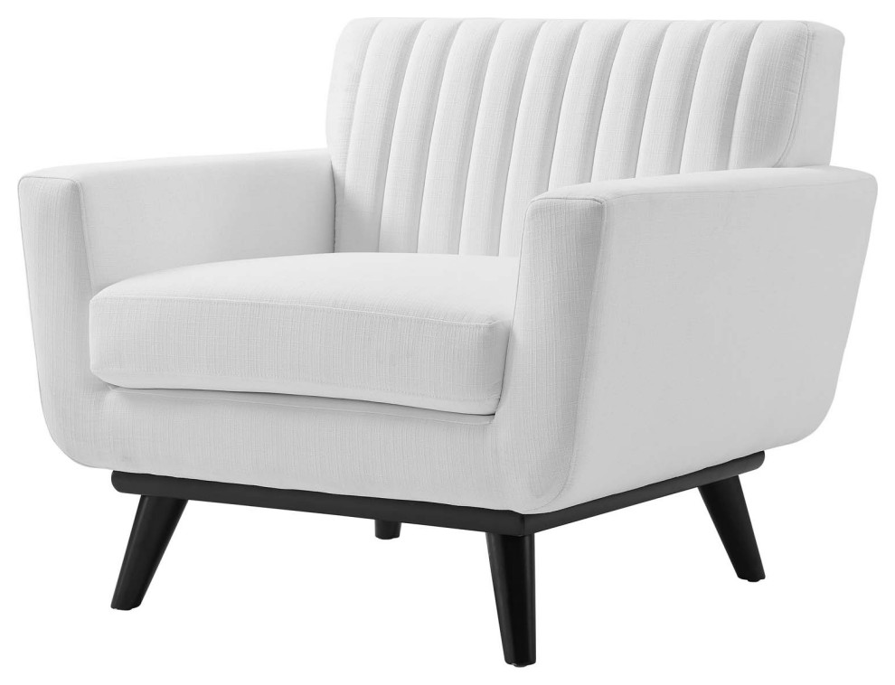 Tufted Armchair Accent Chair  Fabric  White  Modern  Living Lounge Hospitality   Midcentury   Armchairs And Accent Chairs   by House Bound  Houzz