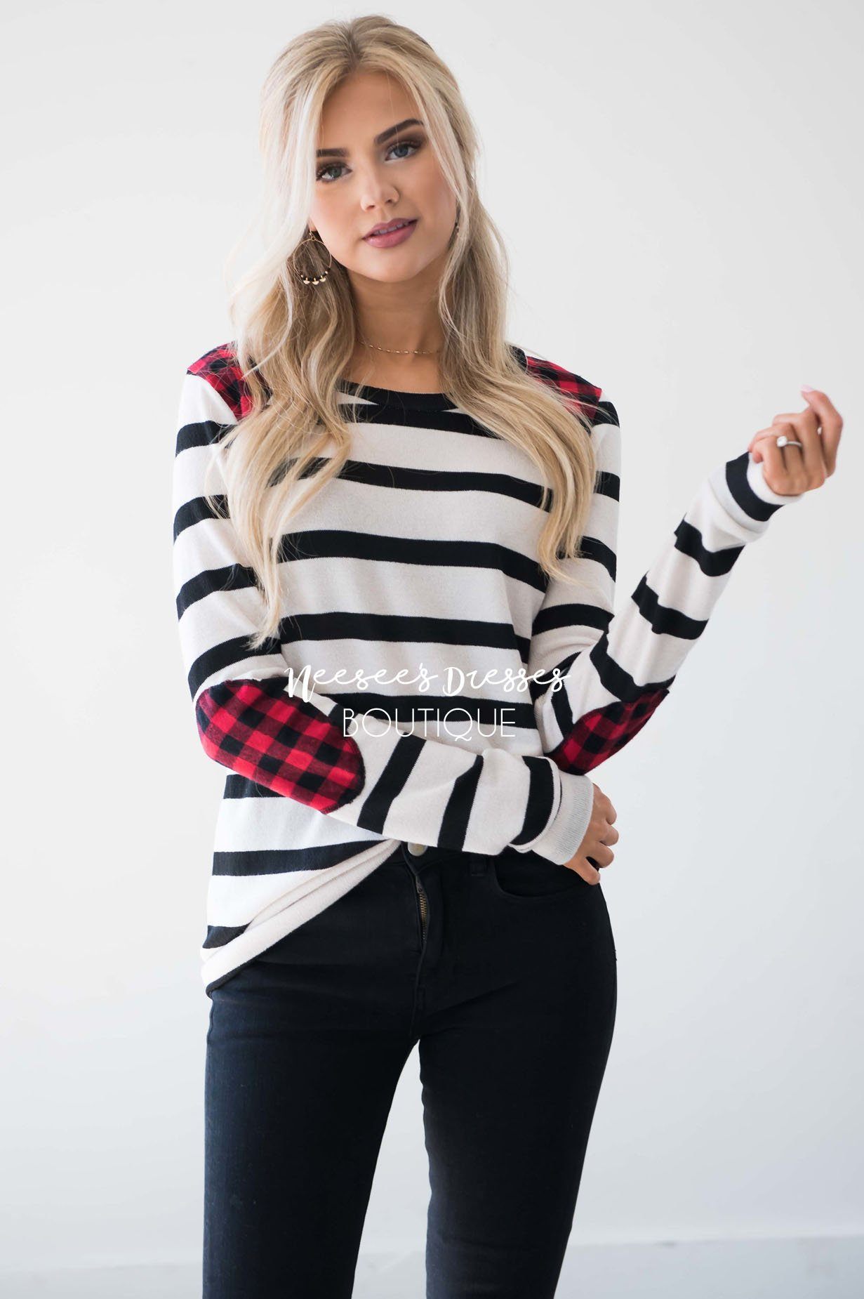 Charming As Can Be Striped Elbow Patch Sweater