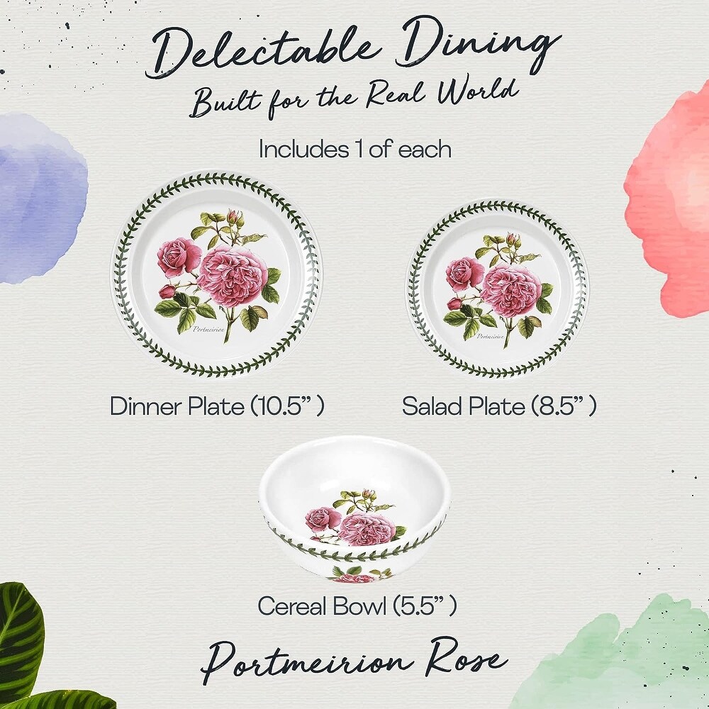 Portmeirion Botanic Roses Collection 3 Piece Dinnerware Set