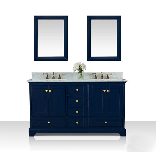 Audrey Heritage Blue White 60-Inch Vanity Console with Mirror