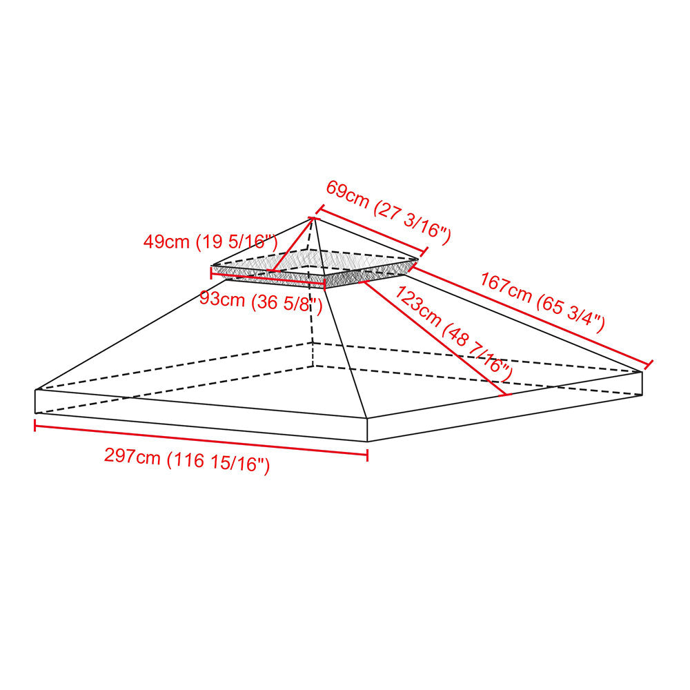 Yescom 2-Tier 9.76'x9.76' Replacement Gazebo Canopy Top Patio Cover