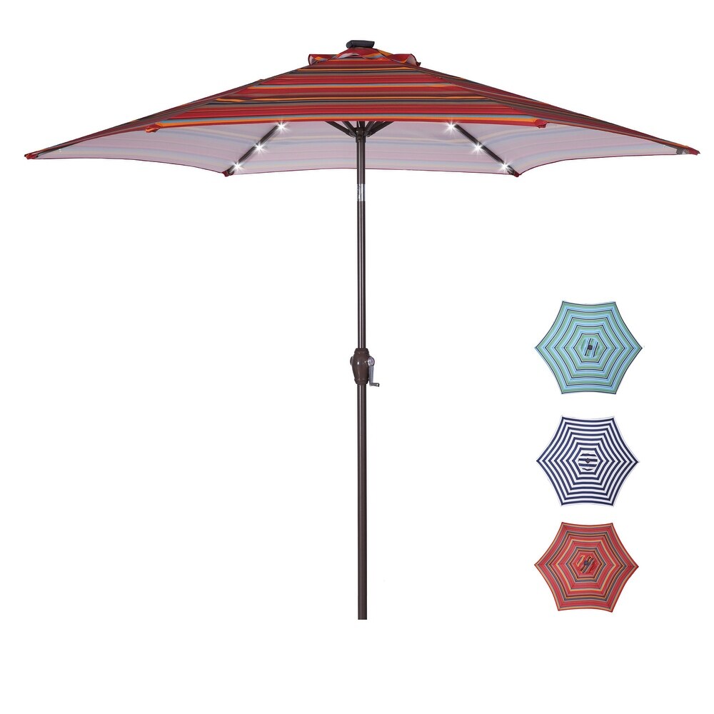 8.7 Feet Market Table Outdoor Patio Umbrella with Push Button Tilt and Crank With 24 LED Lights