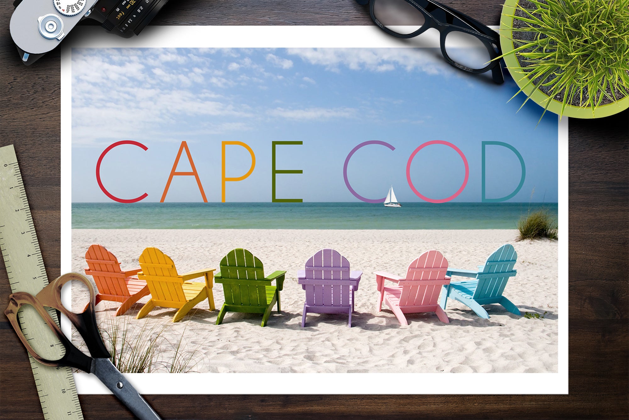 Cape Cod， Massachusetts， Colorful Beach Chairs (9x12 Wall Art Print， Home Decor)