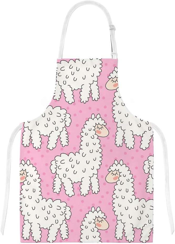 Insulation Kitchen Oven Mitts Potholder Apron 3pcs Set Cute Llama Alpaca On Pink Non Slip Heat Resistant Gloves For Baking Cooking Bbq