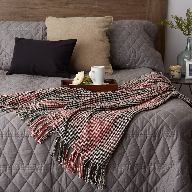 Houndstooth Plaid Throw Blanket Design Imports