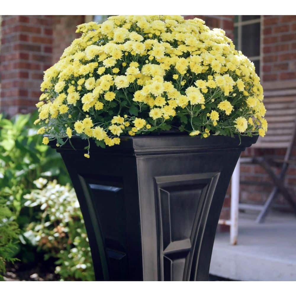 FCMP Outdoor Tall 16 in. x 28 in. Black Plastic Heritage Planter (2-Pack) HP3000-BLK-2