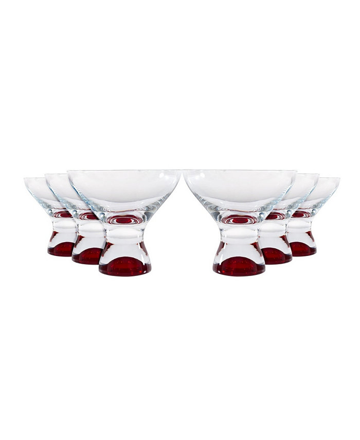 Red Vanilla Samba Colors Martini Dessert Glass 11 Oz Set of 6