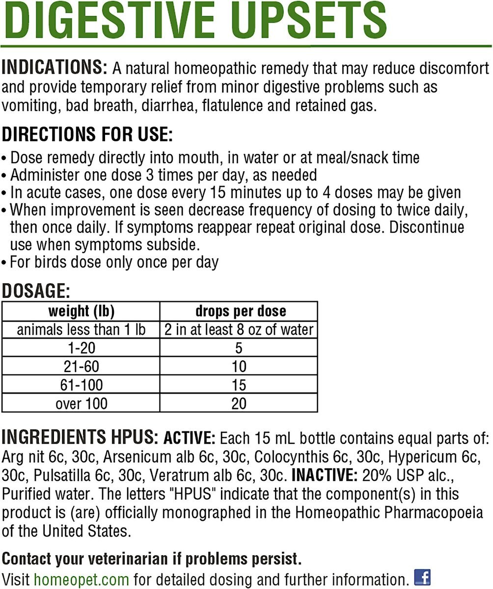 HomeoPet Digestive Upsets Homeopathic Medicine for Digestive Issues for Birds， Cats， Dogs and Small Pets