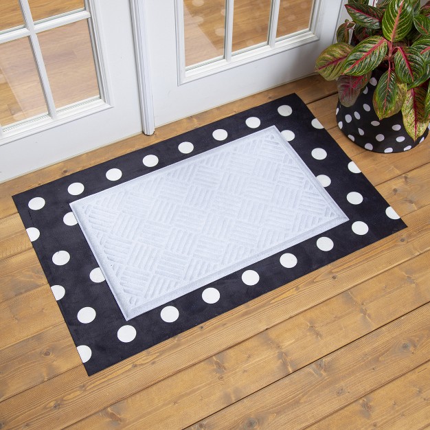 Evergreen Black amp White Dots Layering Mat 11 5 X 9 5 Inches Indoor And Outdoor Decor