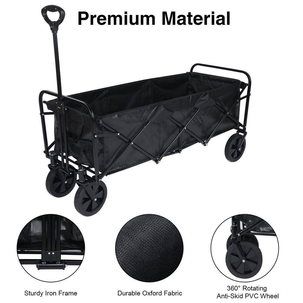 Tidoin Heavy Duty 4-Wheeled Folding Portable Hand Cart in Black DHS-YDW1-316