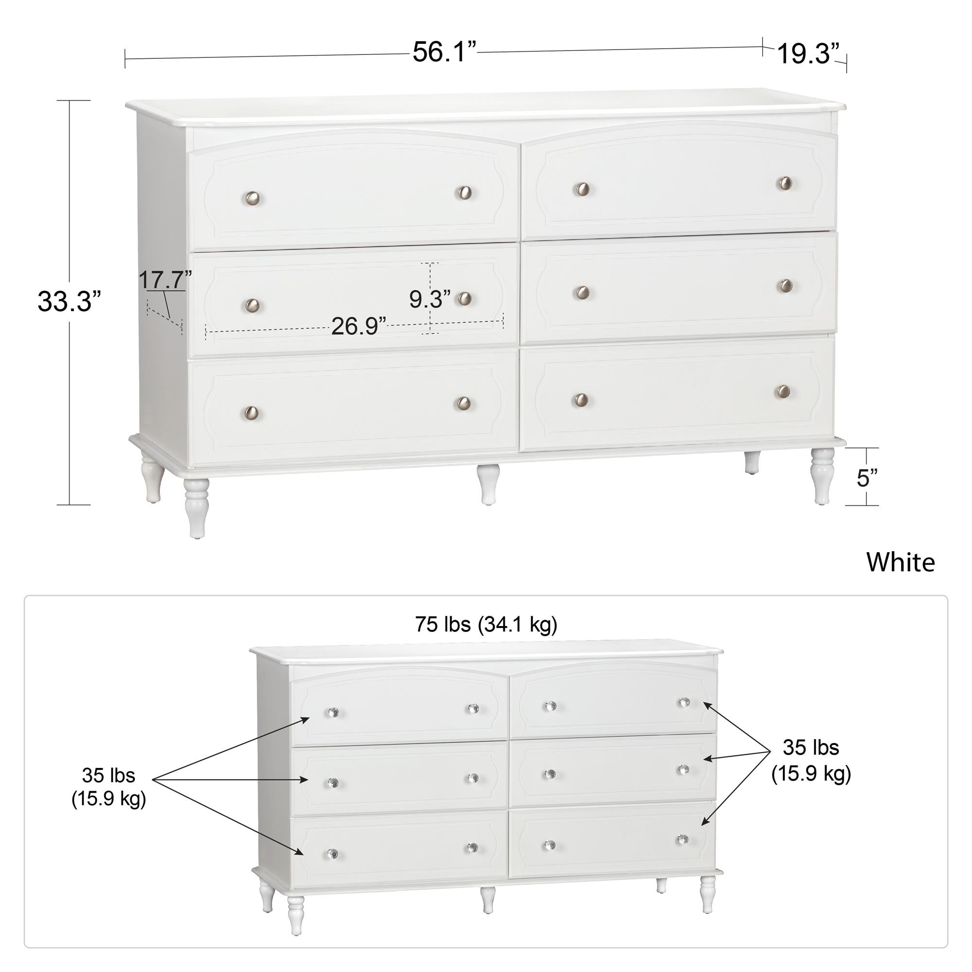 Little Seeds Rowan Valley Laren 6-Drawer Dresser, White