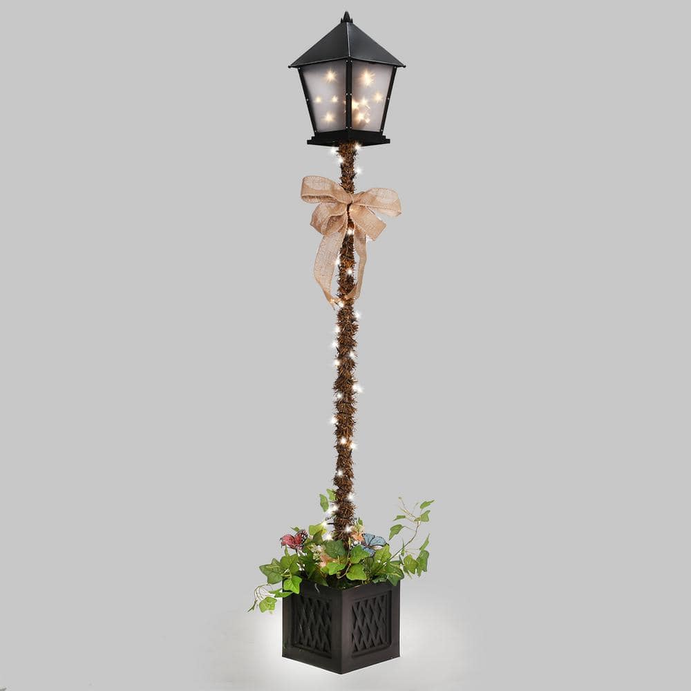 5 ft. Christmas Lamp Post Tree Stand Pre Lit Xmas Outdoor Porch Decor Clear Lights 93008