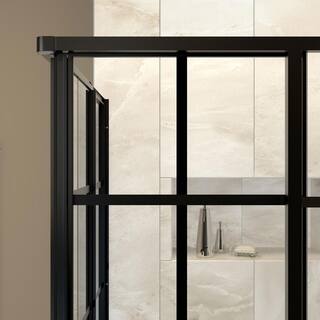 DreamLine French Corner 34-12 in. x 34-12 in. x 72 in. Framed Corner Sliding Shower Enclosure in Satin Black SHEN-8134340-89