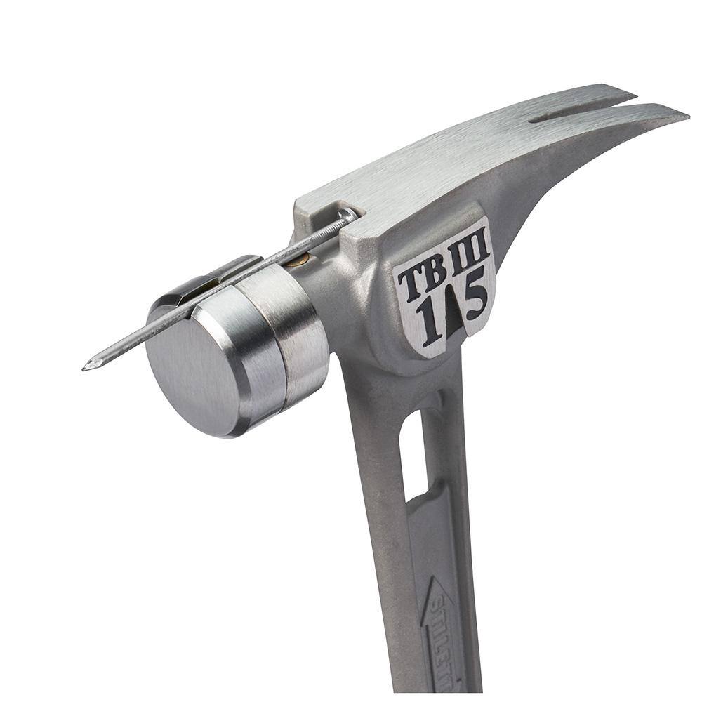 Stiletto 15 oz. TiBone 3 Smooth Face with Curved Handle Hammer and Titanium Trim and Nail Puller TB3SC-TRIMBAR5