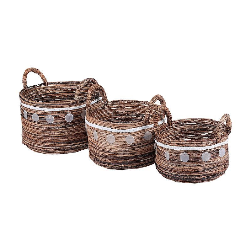 Saddle River Shell Accent Round Banana Basket 3-piece Set