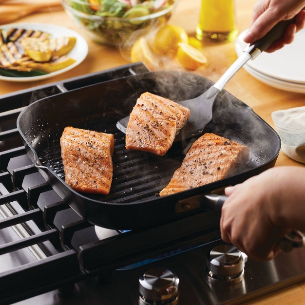 Deep Square Grill Pan With Pour Spouts Onyx