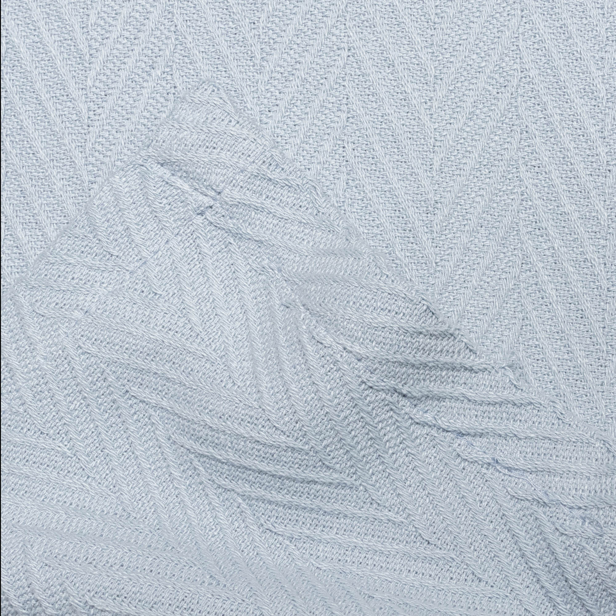 BNM Zig-Zag Cotton Blanket， Twin， Light Blue