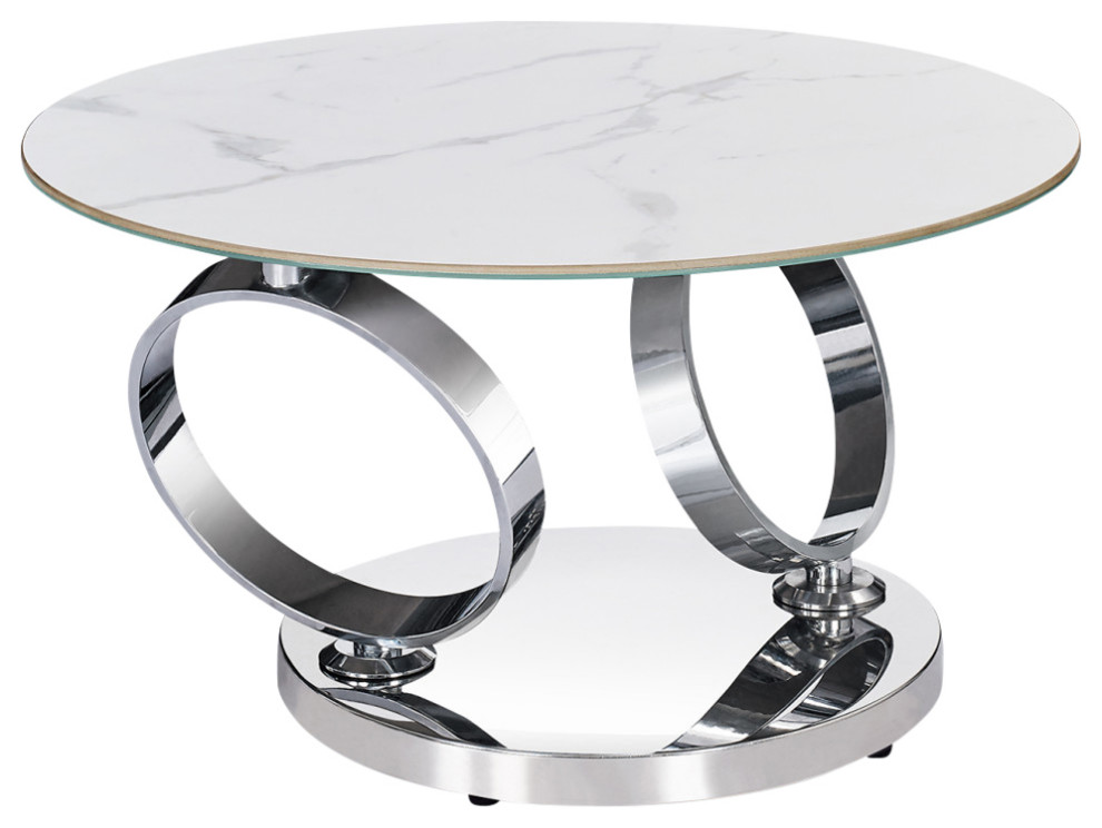 Motion Coffee Table With Ceramic Top and Stainless Steel Base   Contemporary   Coffee Tables   by CII  Houzz