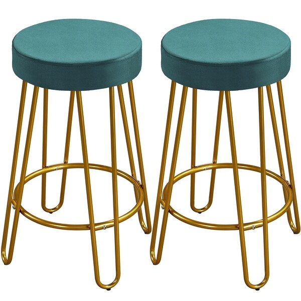 Yaheetech 2PCS Upholstered Counter Stools with Round Backless Seat