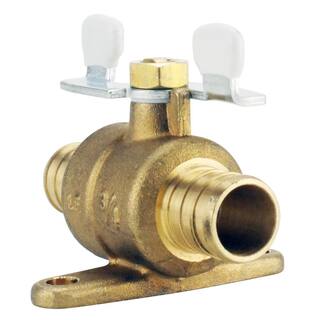 Apollo 34 in. Brass PEX-B Barb Ball Valve with Tee Handle and Mounting Pad APXV34T