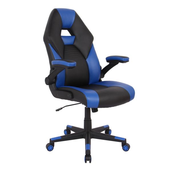 RS Gaming RGX Faux Leather High-Back Gaming Chair， Black/Blue， BIFMA Certified