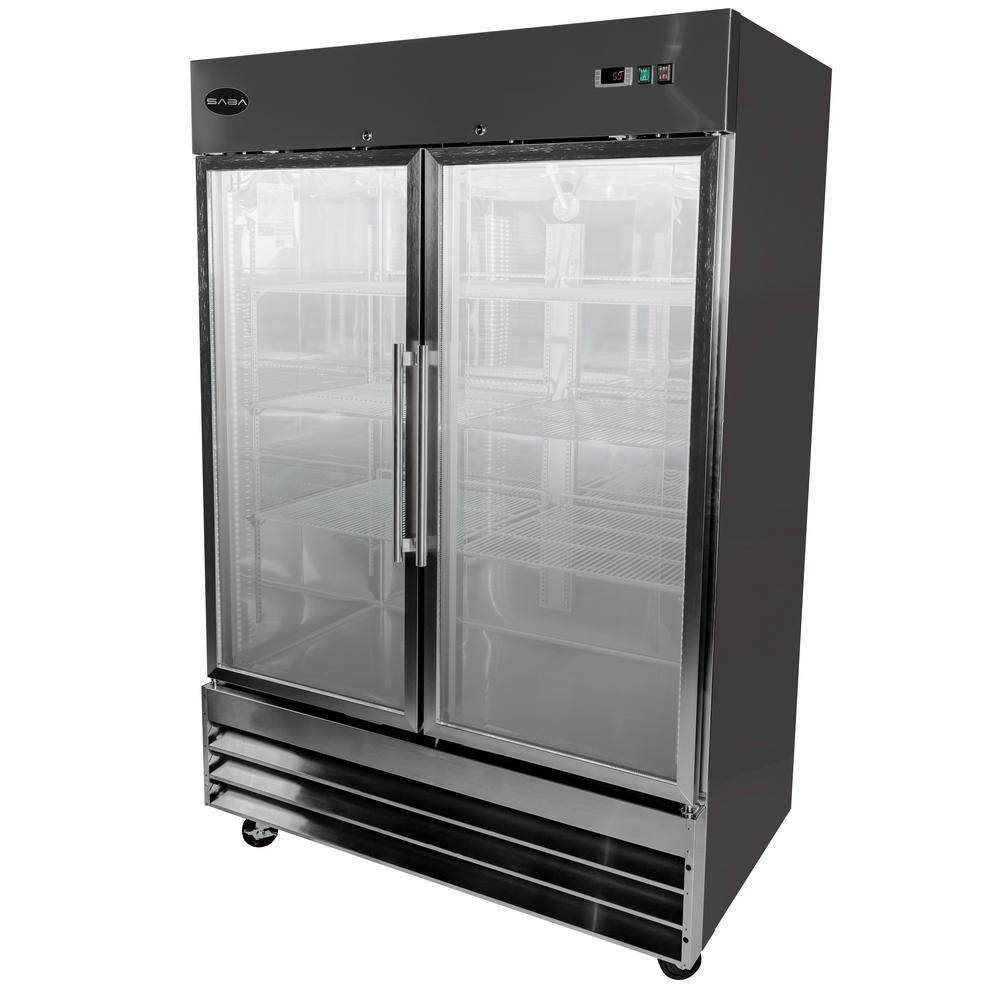 SABA 54 in. W 47 cu. ft. Two Glass Door Display Commercial Reach In Upright Refrigerator in Stainless Steel S-47RG