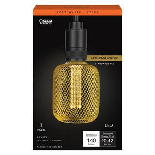 Feit Electric 25W Equivalent Dimmable Vintage Oversized LED Light Bulb With Mesh Cage Acrylic Filament Matte Gold Soft White 2700K CGAYCMG927CAHDRP