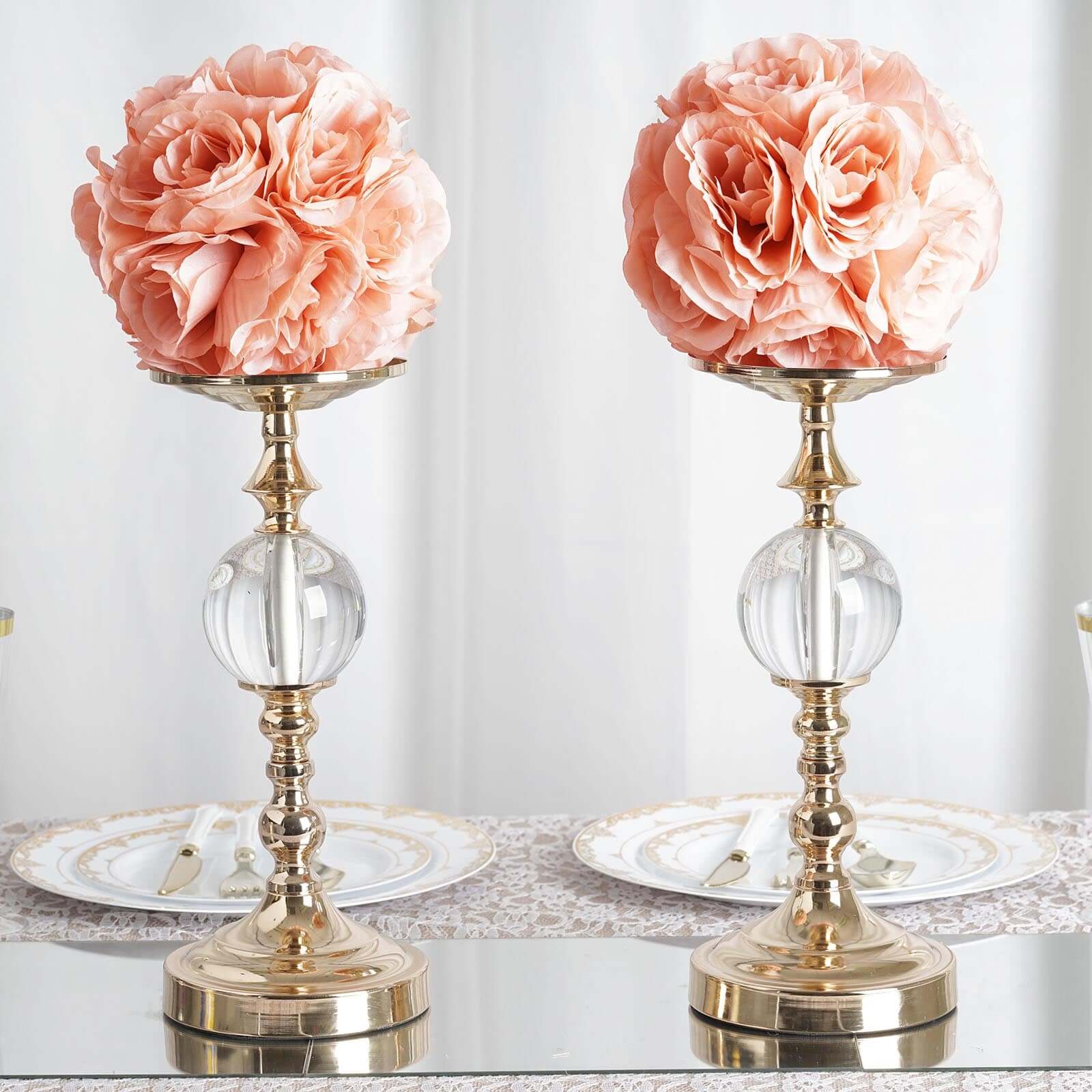 2 Pack Dusty Rose Artificial Silk Rose Kissing Ball, Flower Ball 7