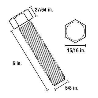 Everbilt 58 in.-11 x 6 in. Zinc Plated Hex Bolt 801166