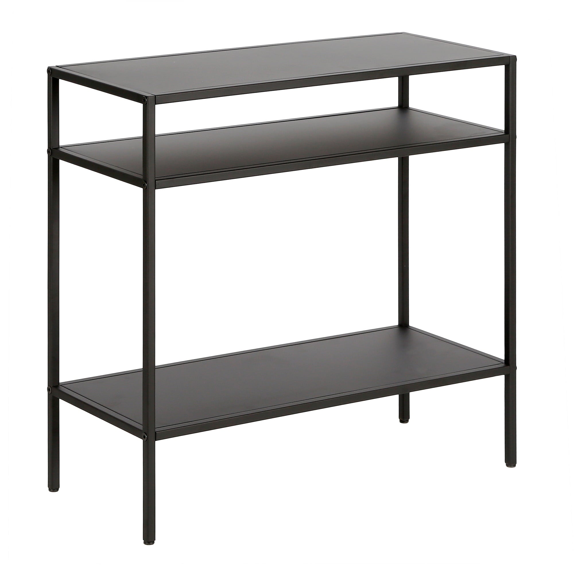 Evelyn&Zoe Contemporary Metal Side Table with Metal Shelves