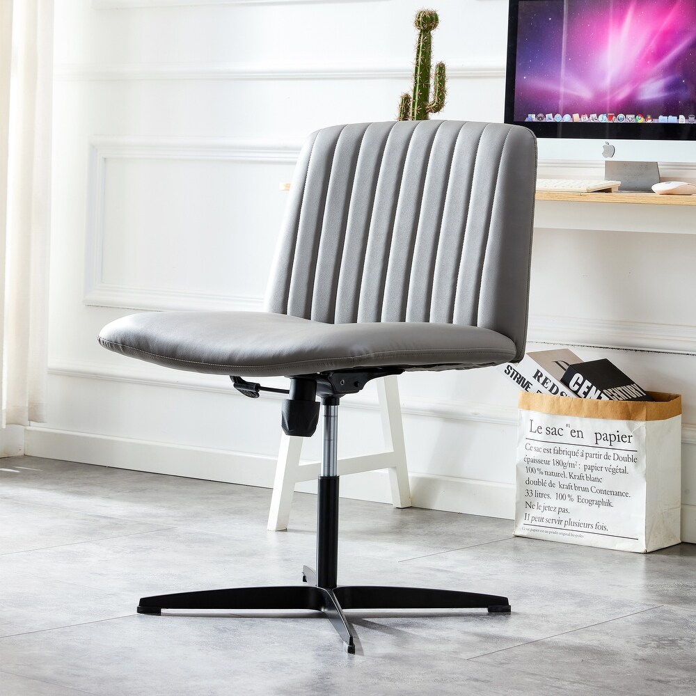 360° Swivel PU Leather Computer Chair Adjustable Office Chair for Livingroom Modern Powder Coating Makeup Study Desk Chair