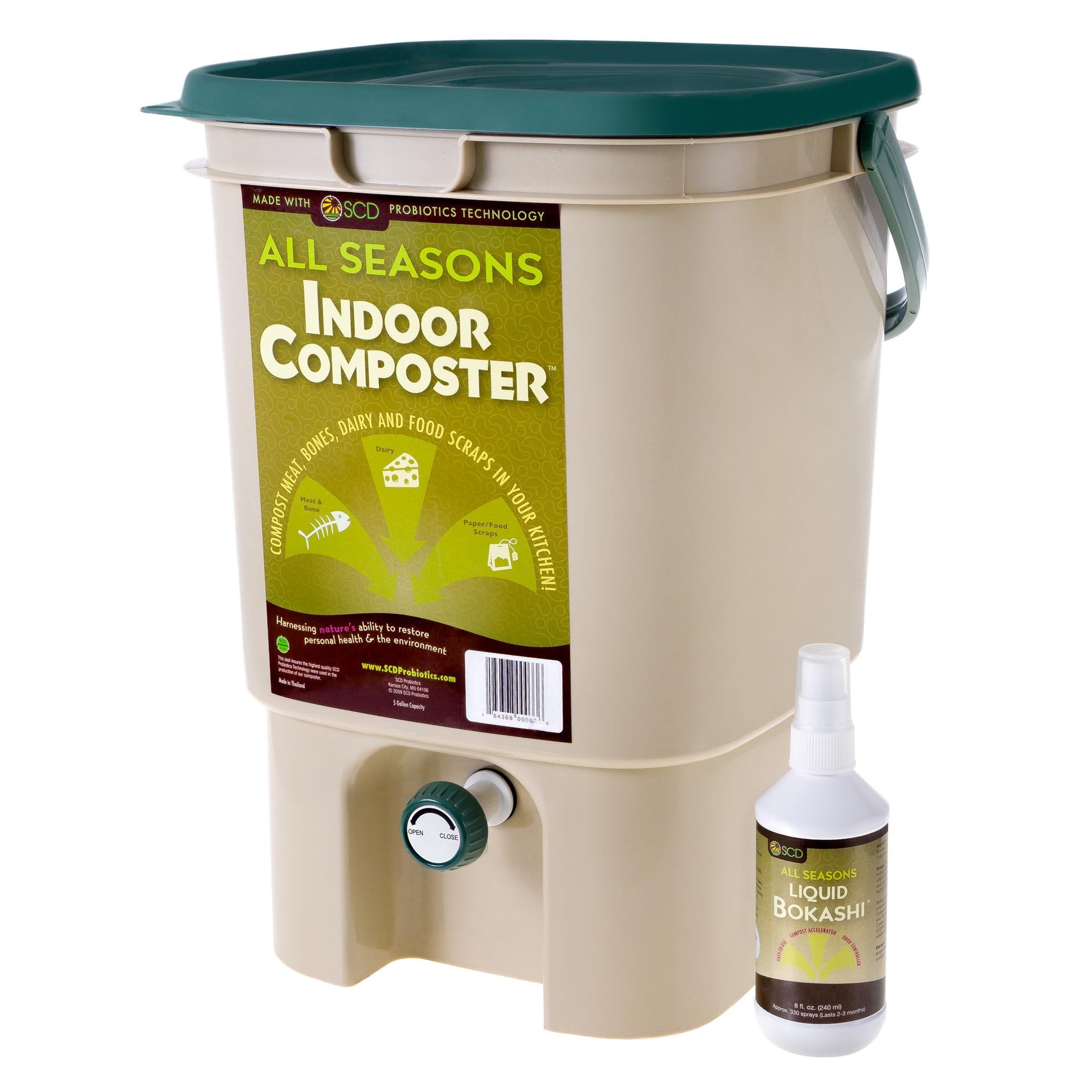 Bokashi Indoor Composter Kit with Bokashi Compost Starter Spray (with 8 oz Bokashi Spray)