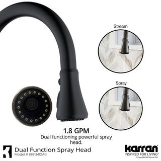 Karran Kadoma Single Handle Touchless Pull-Down Sprayer Kitchen Faucet in Matte Black KKF340MB