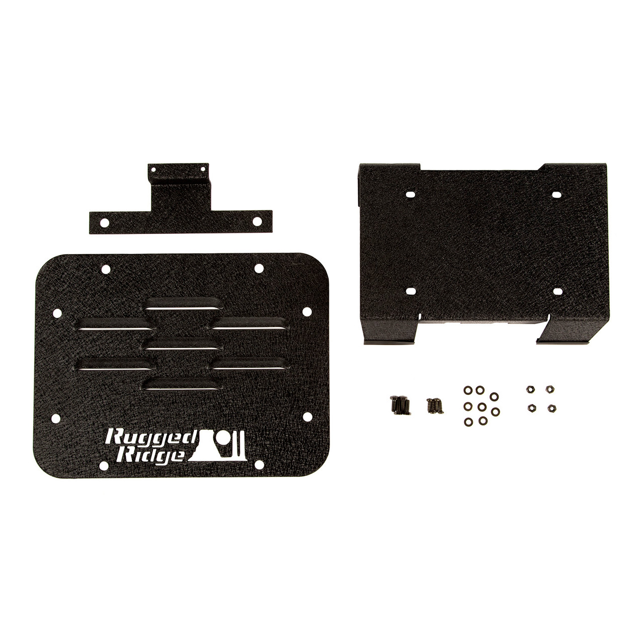 Rugged Ridge Tire Carrier Delete Plate Kit: 0718 Jeep Wrangler JK Spare Tire Carrier Delete Plate